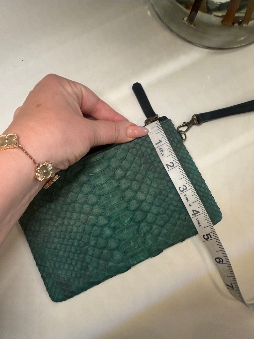 Green Python Wristlet Pouch - Picture 5 of 7